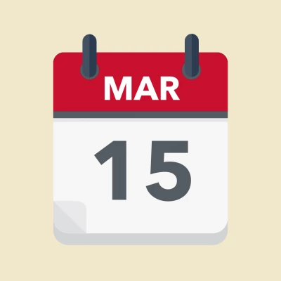 Calendar icon showing 15th March